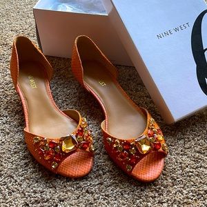 Peep-toe kitten heel wedge sandal